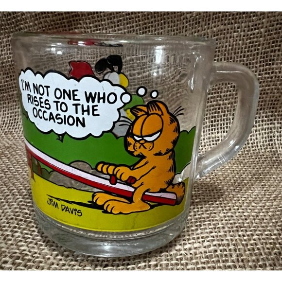 Vintage 1980 McDonald's Garfield Drinking Glass with Handle Milo, Odie - Picture 1 of 5